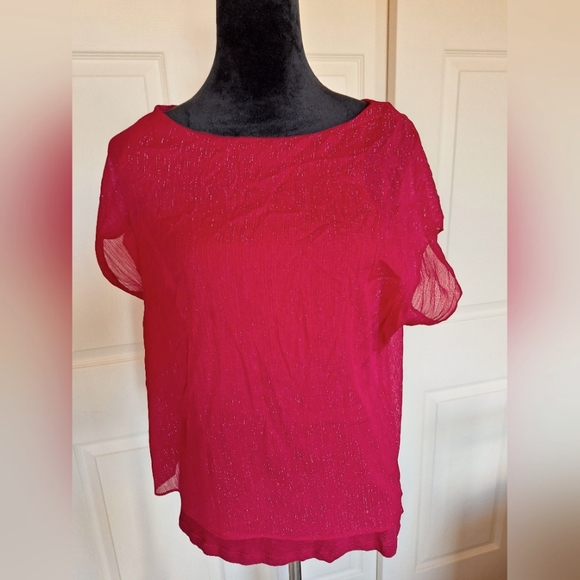 Express top sparkle overlay red size medium - Picture 1 of 7